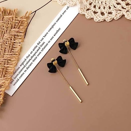 Black Bow Tassel Earrings, New Alloy Trend Luxury Earring, Bowknot Chain Tassel Earrings, Black Bow Metal Chain Long Tassel Dangle Drop Earrings, Simple Ear Line Boucle, Black Hanging Long Earrings Black Bow Tassel Earrings, New Alloy Trend Luxury Earring, Bowknot Chain Tassel Earrings, Black Bow Metal Chain Long Tassel Dangle Drop Earrings, Simple Ear Line Boucle, Black Hanging Long Earrings